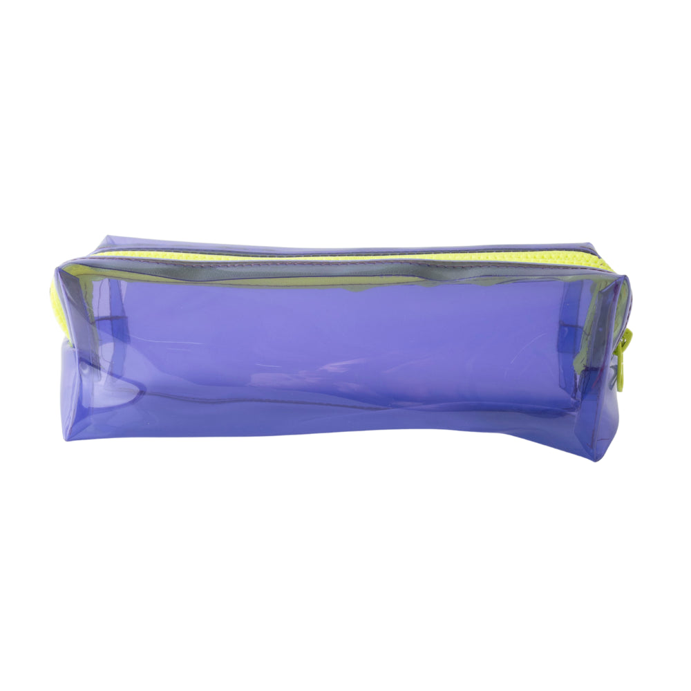 Vivid Collection Clear Double Zip Pencil Case - PURPLE
